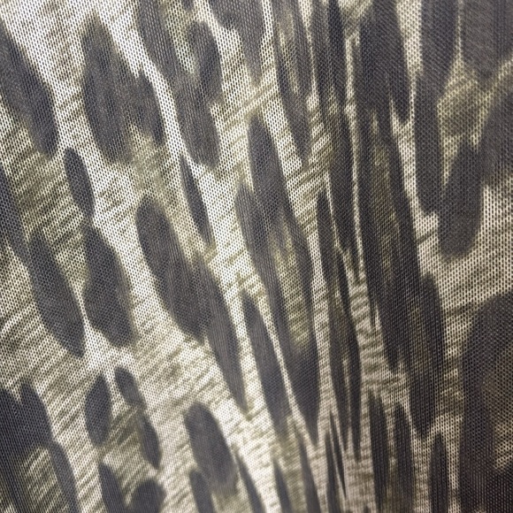 St. John Sport snake Print sheer Top, green, mock turtleneck, large - Picture 3 of 4